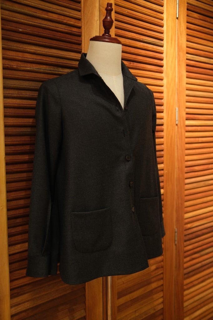 Oversized blouse cut from Australian wool flannel