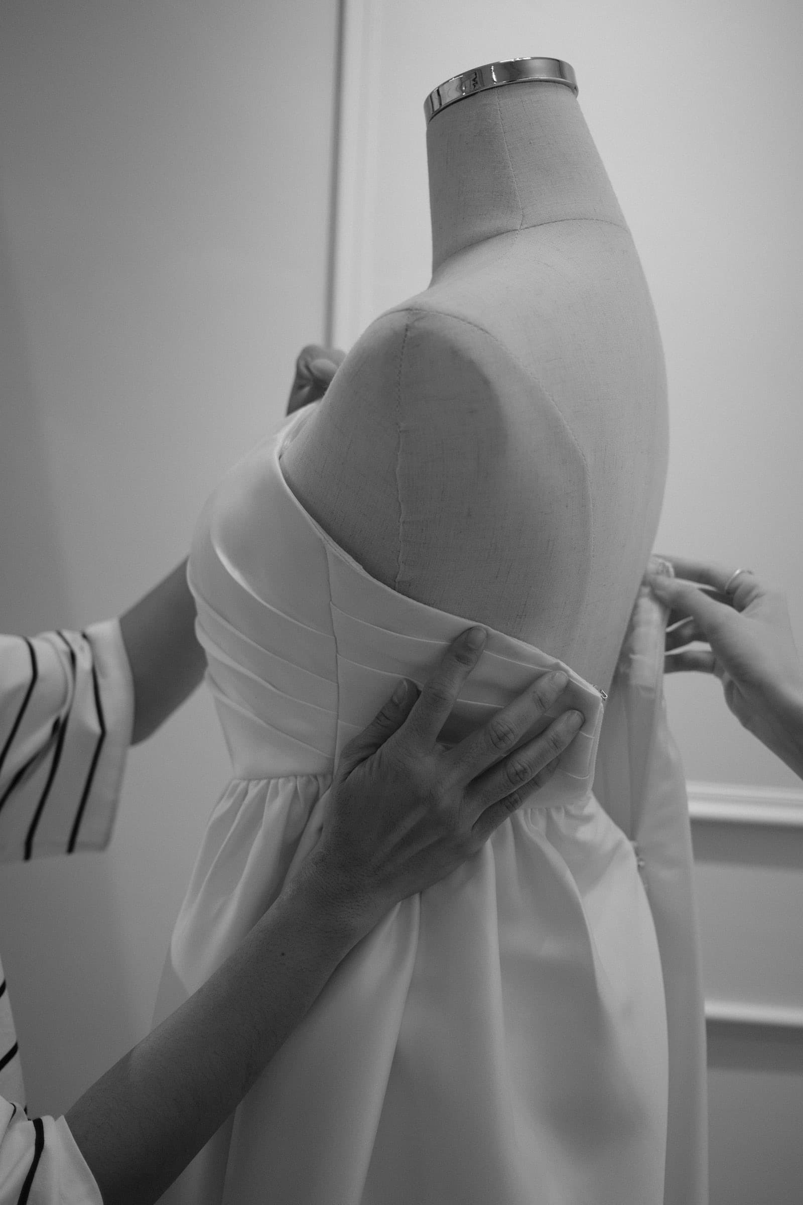 Black and white wedding dress detail
