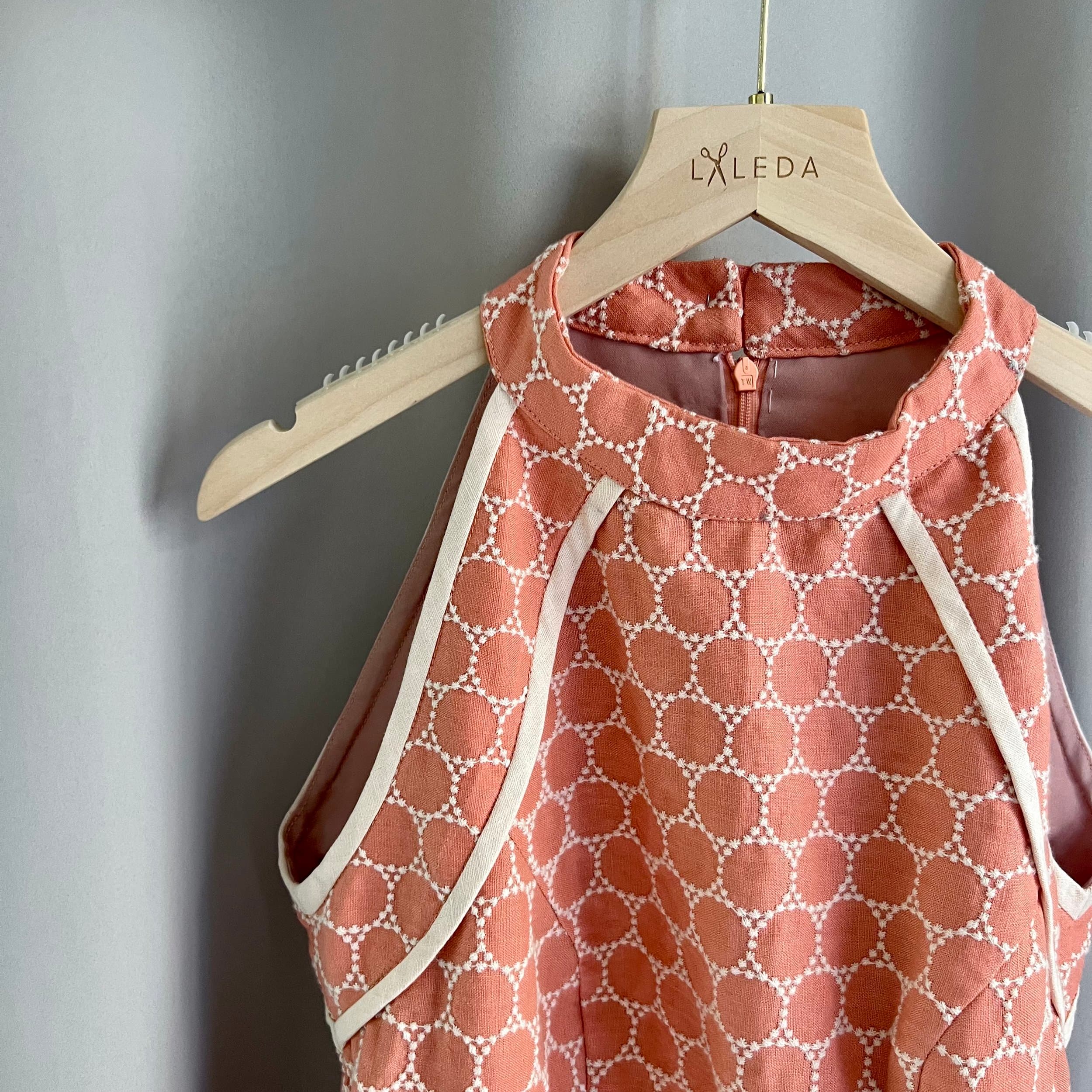 Mauve georgette wrap dress with flutter hem