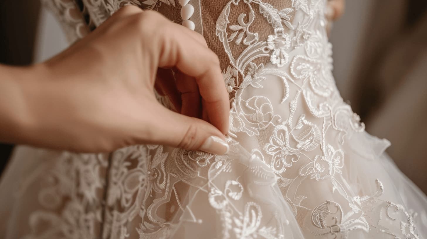 Wedding dress alterations in progress