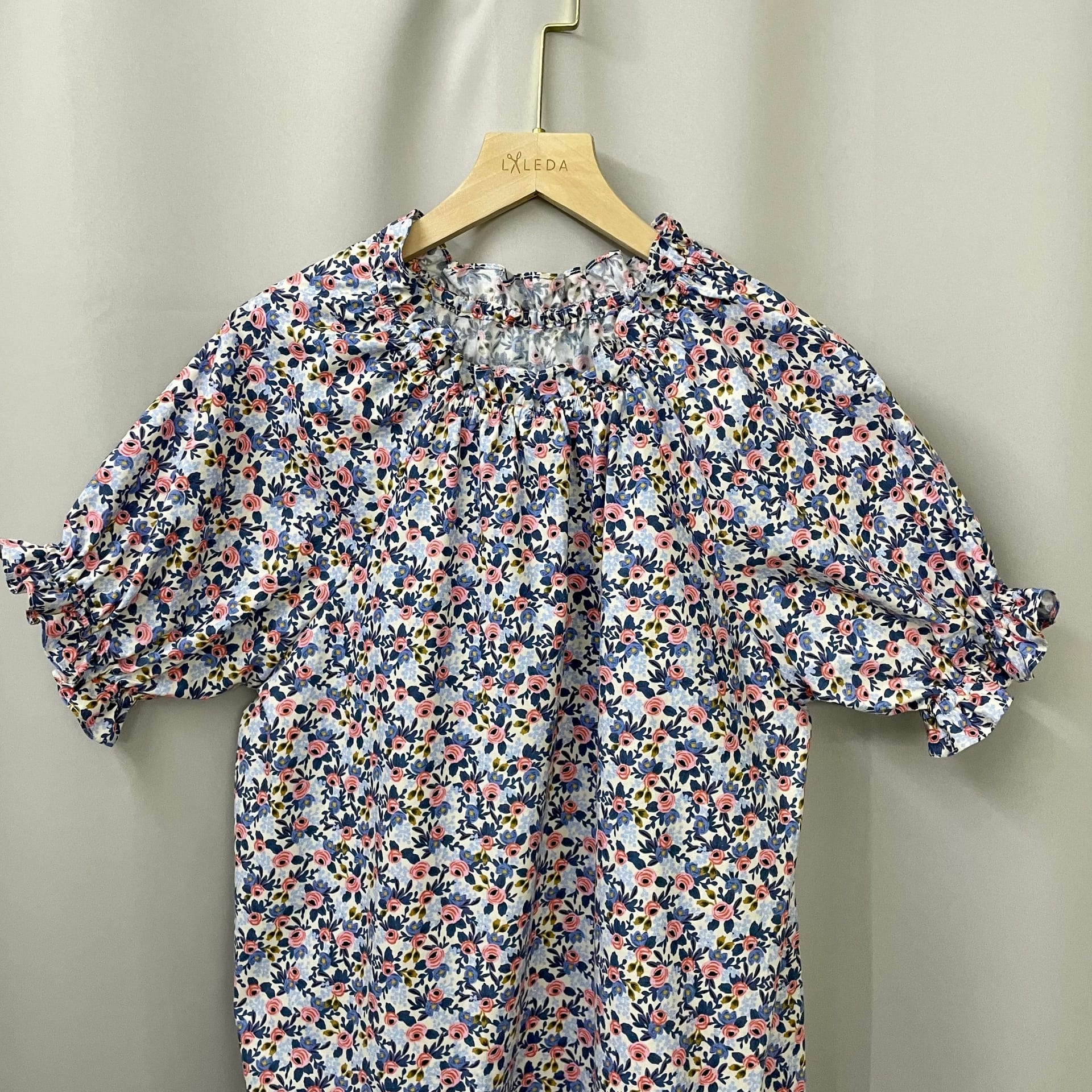 White Liberty print blouse with multicolour floral pattern